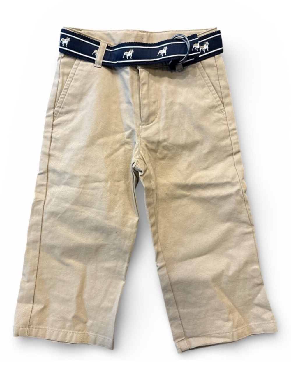 Janie and Jack Bulldog Heritage Belted Tan Trousers 18-24M